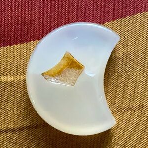 Golden Druzy White Agate Crescent Moon 🌙